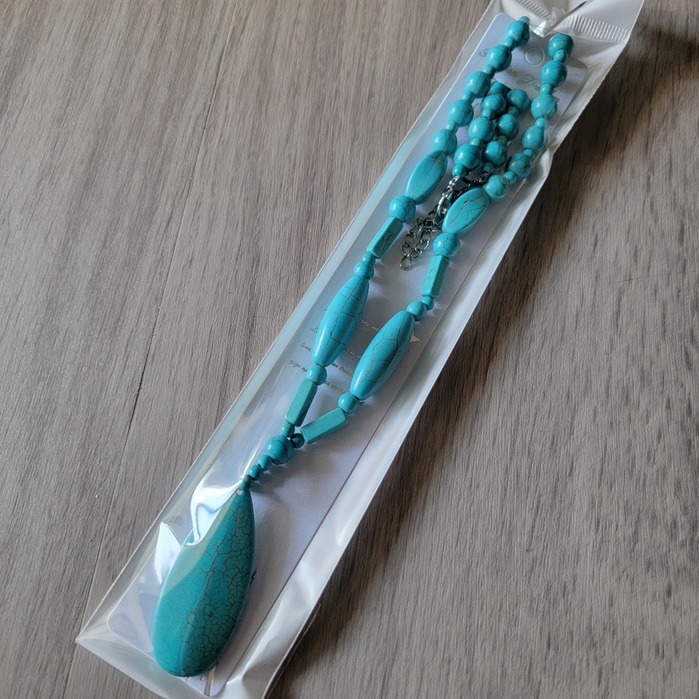 Faux Turquoise Beaded Necklace
